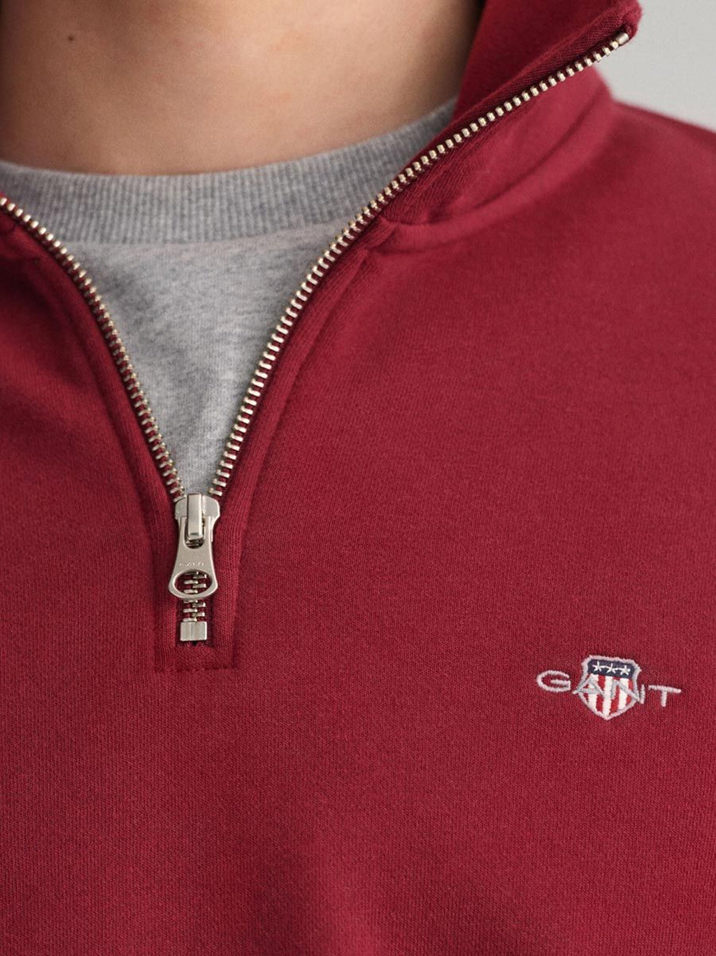 Mens Plumped Red Shield Half Zip Sweatshirt