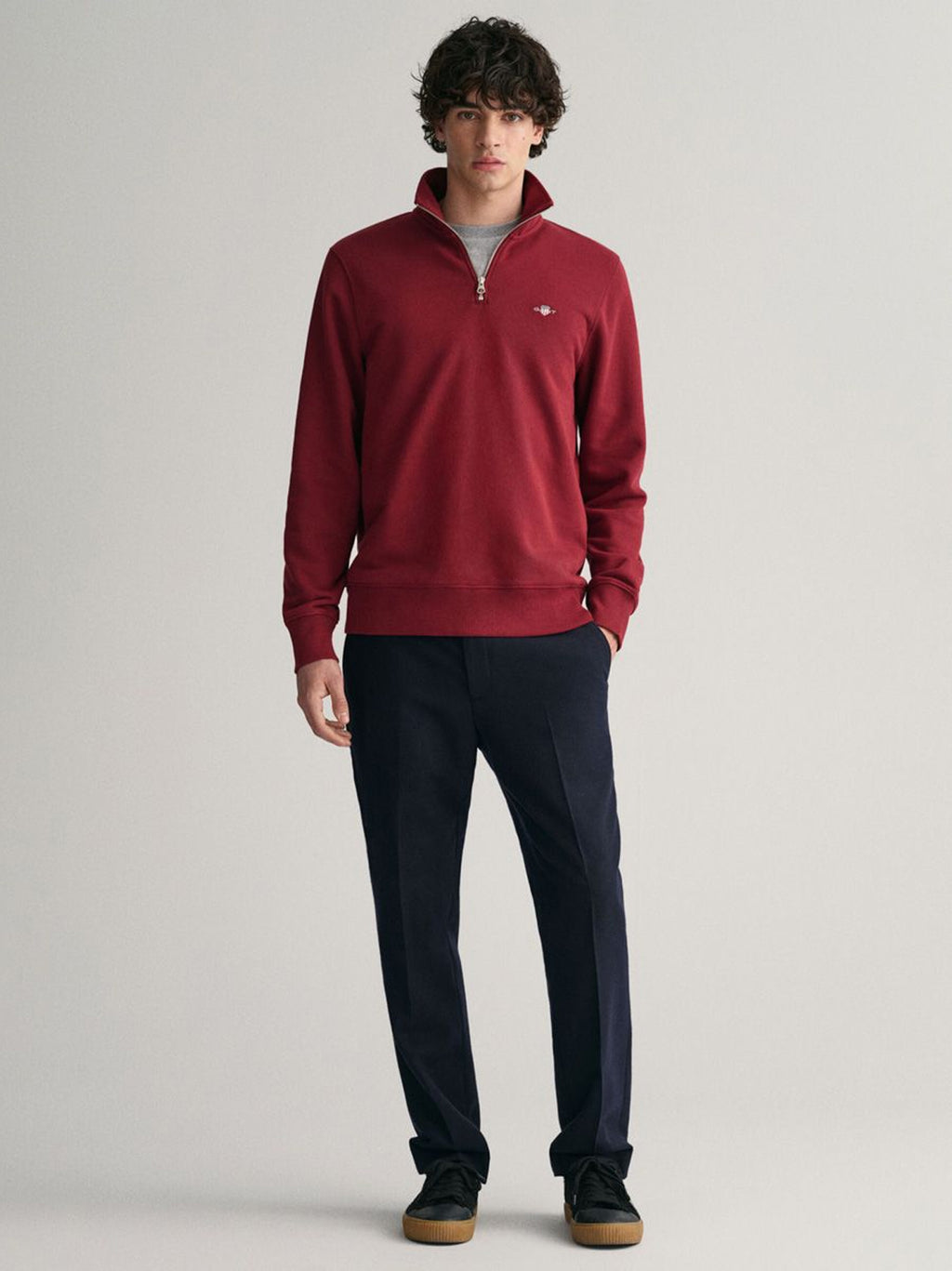 Mens Plumped Red Shield Half Zip Sweatshirt