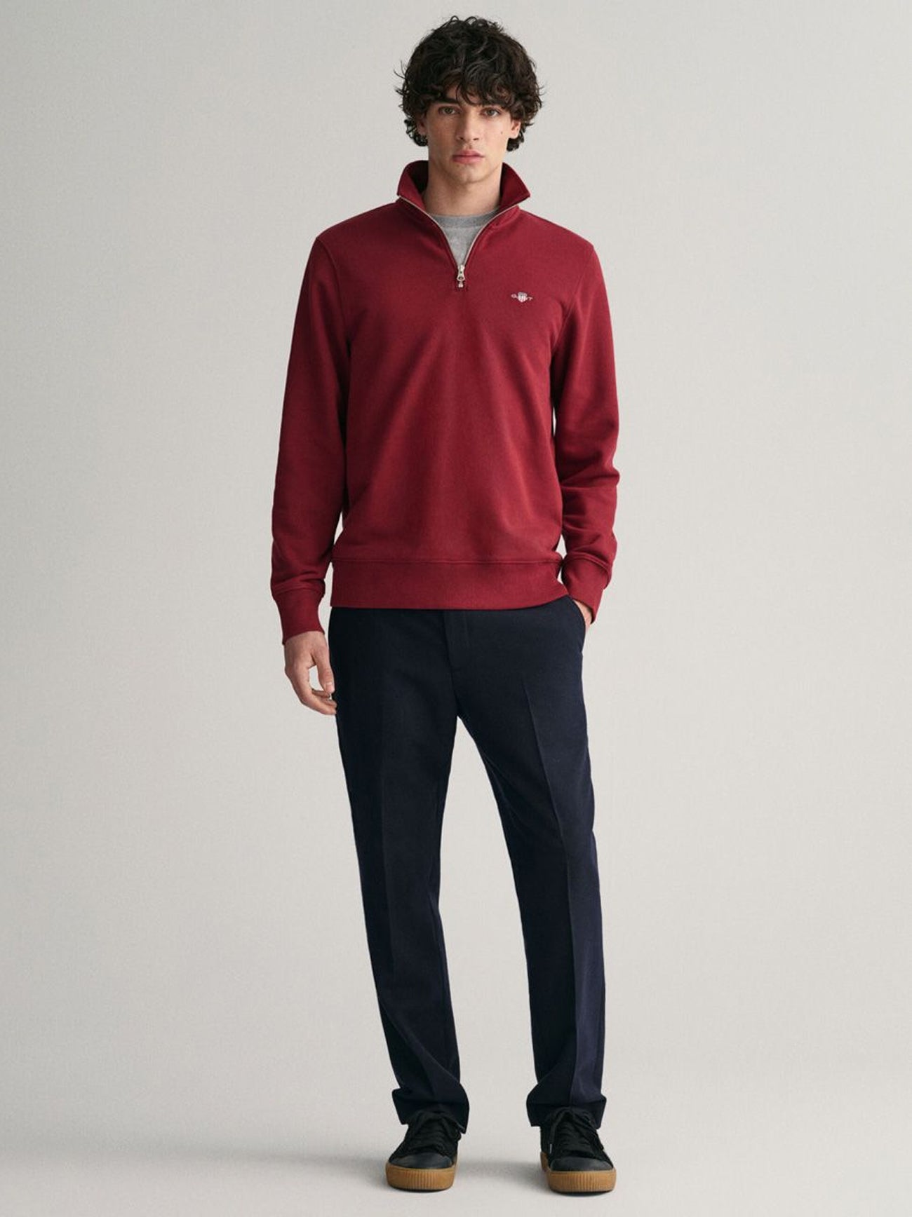 Mens Plumped Red Shield Half Zip Sweatshirt