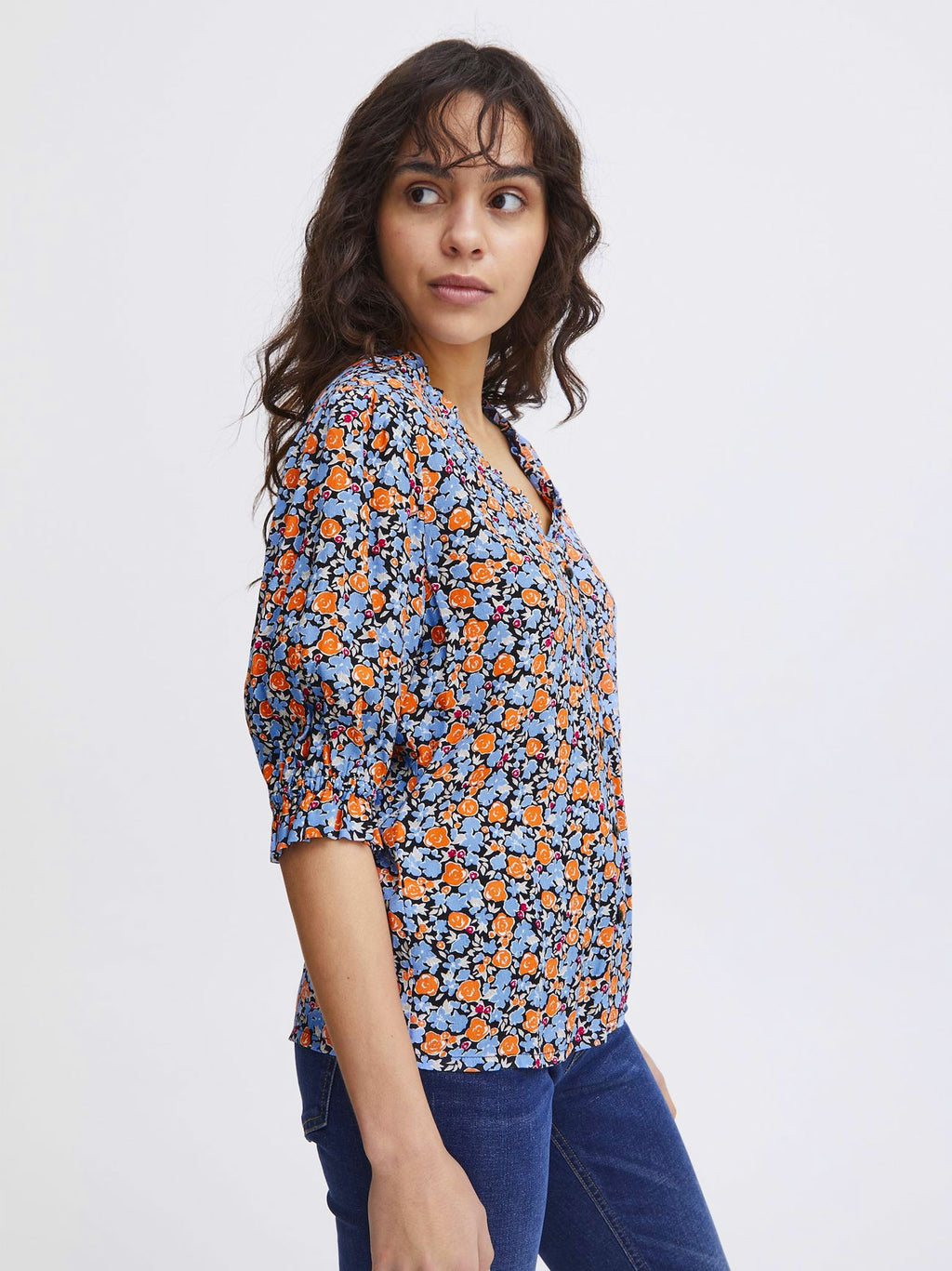 Womens Flower Patterned Yesim Shirt