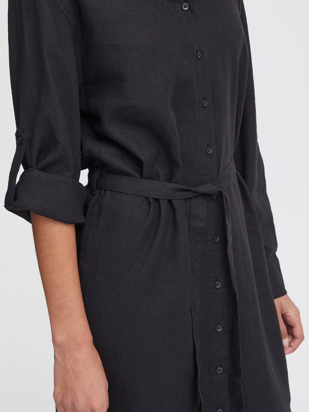 Womens Black Lino Shirt Dress