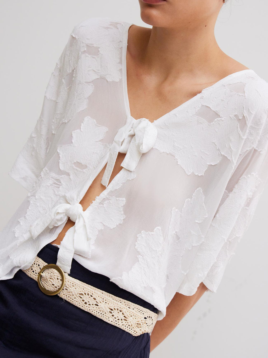 Womens Cloud Dancer Winnie Kimono Top