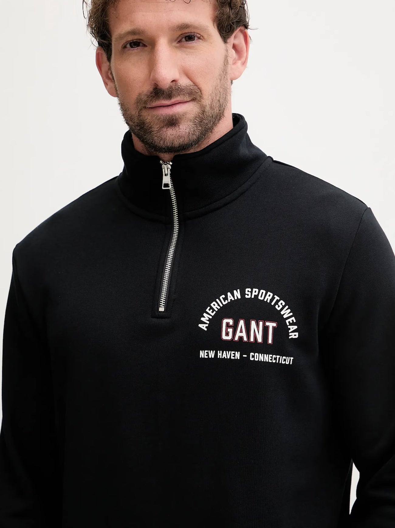 Mens Black Printed Graphic Half Zip Sweatshirt