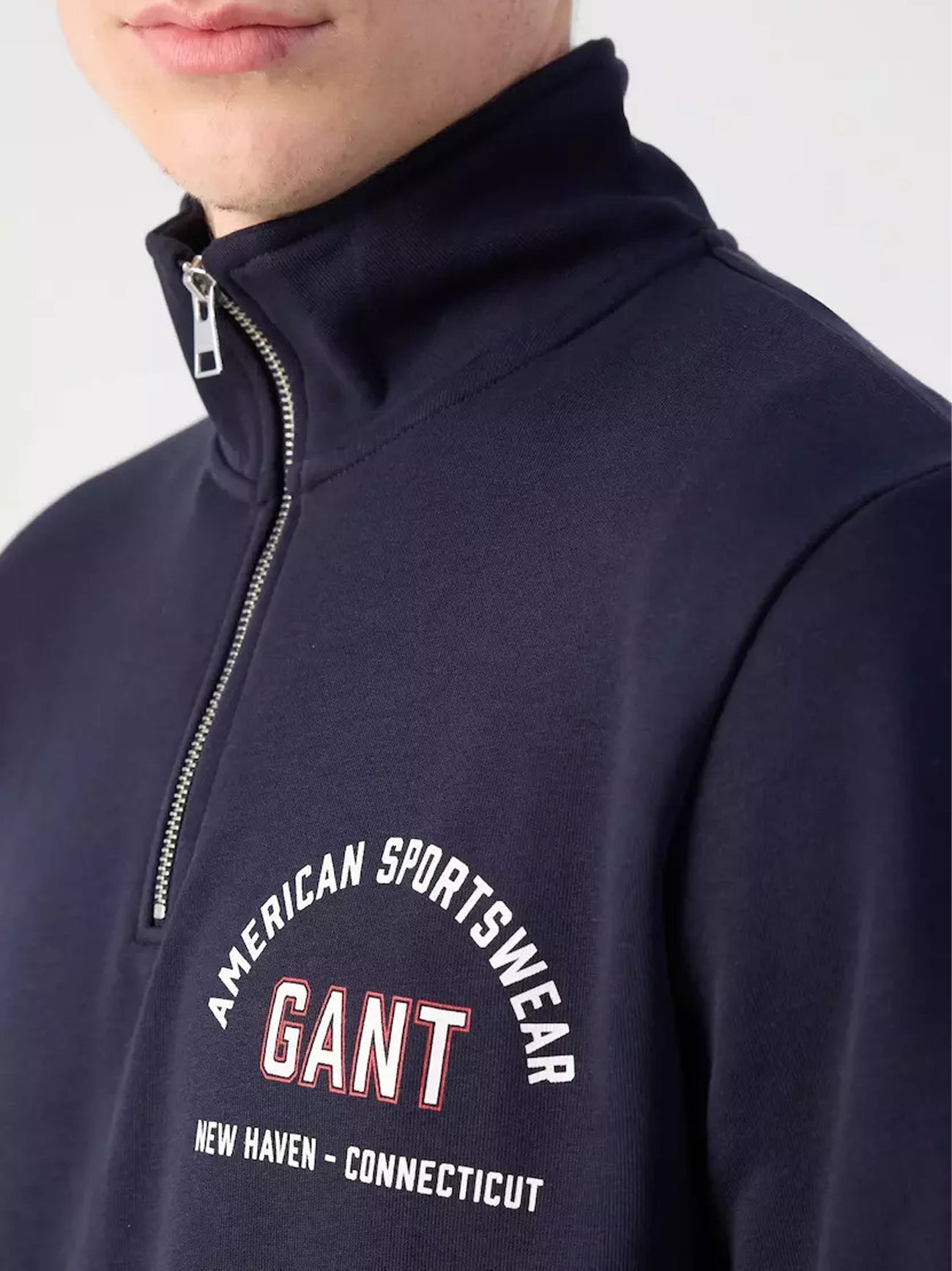 Mens Evening Blue Printed Graphic Half Zip Sweatshirt