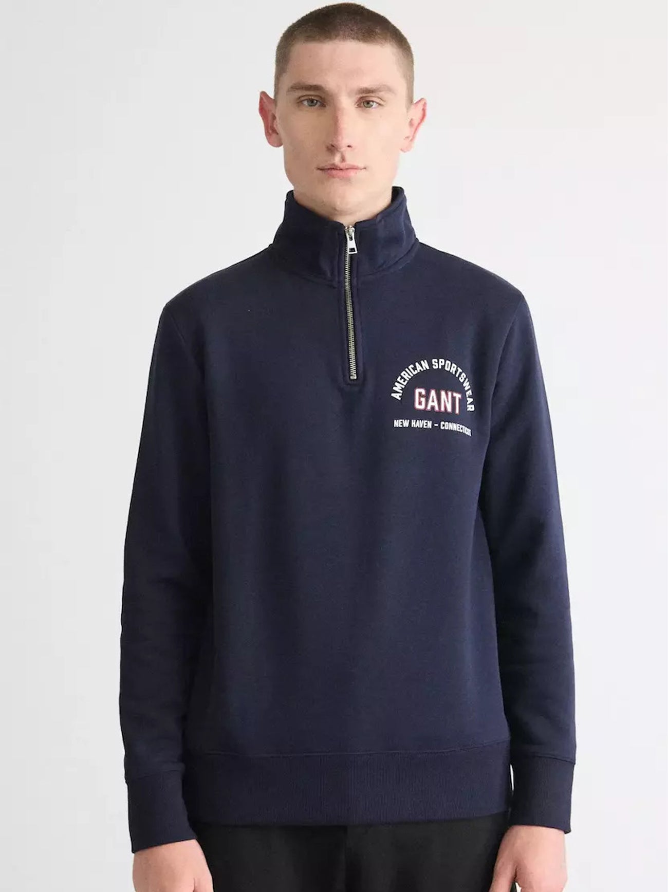 Mens Evening Blue Printed Graphic Half Zip Sweatshirt