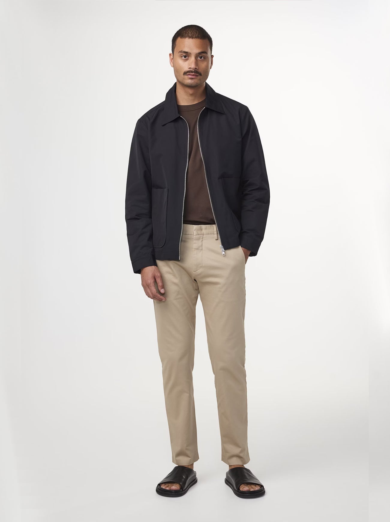 Mens Khaki Beige Theo Classic Tailored Slim Fit Chino