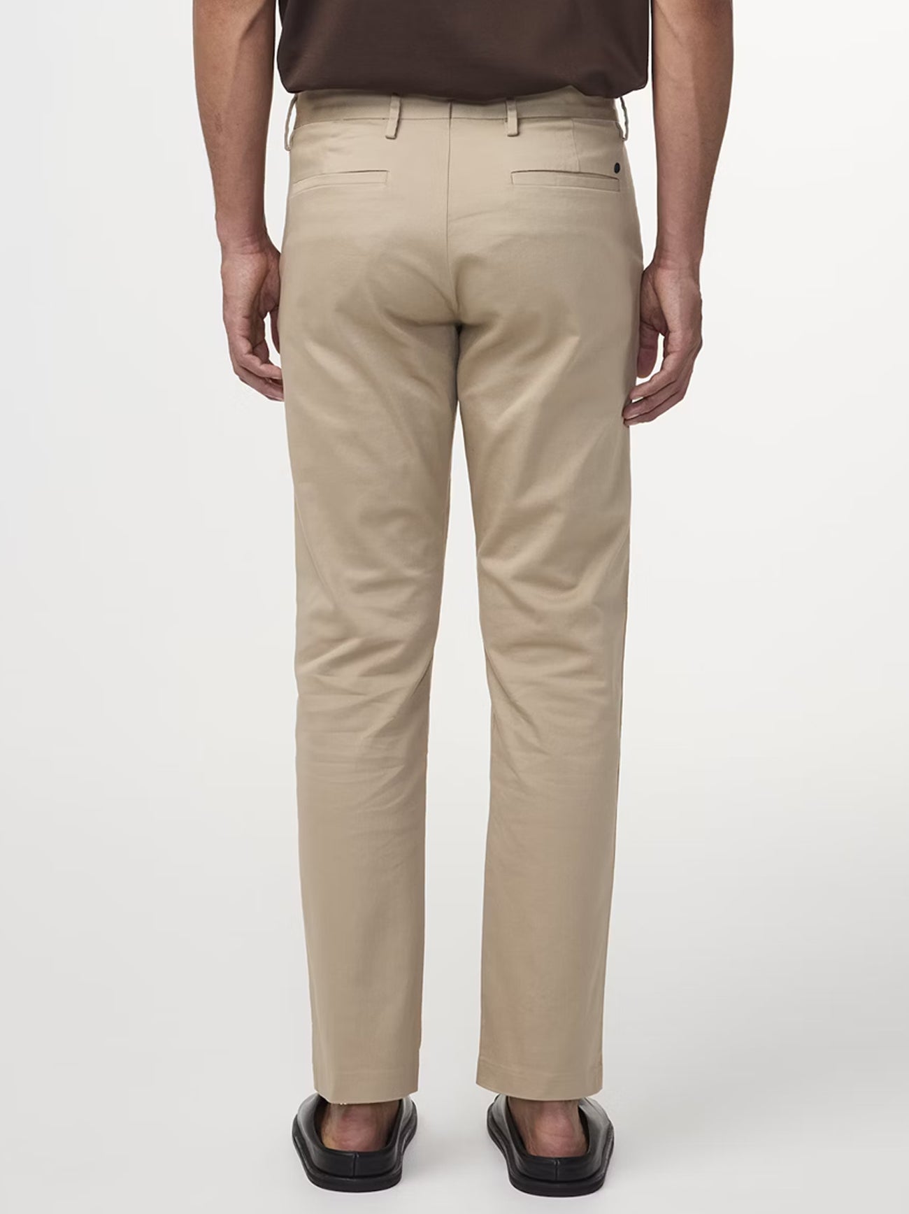 Mens Khaki Beige Theo Classic Tailored Slim Fit Chino
