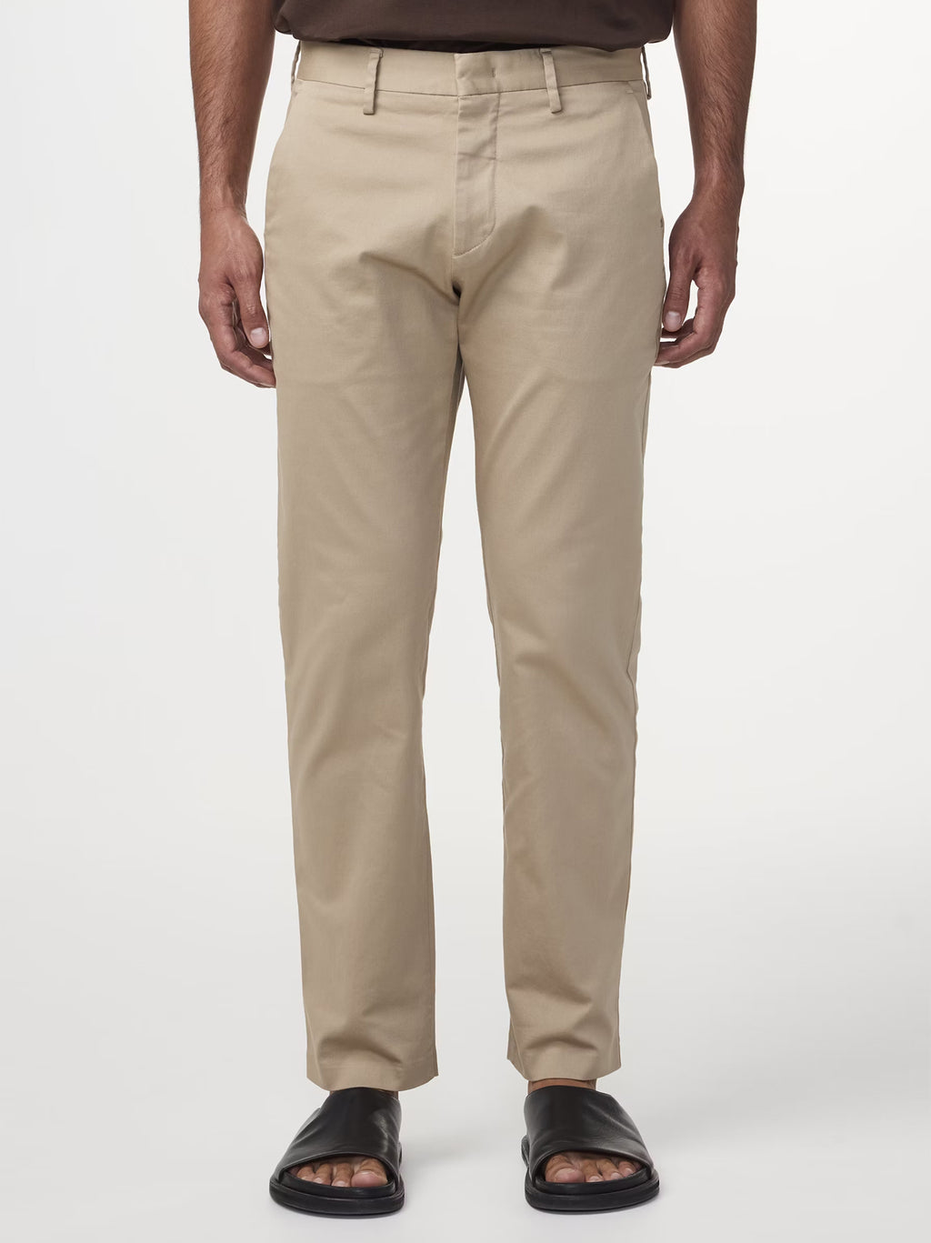 Mens Khaki Beige Theo Classic Tailored Slim Fit Chino