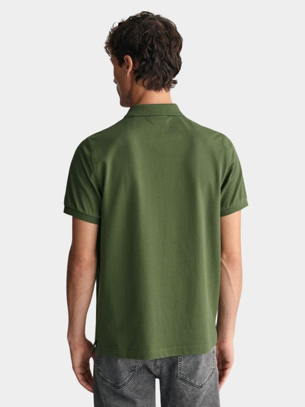 Mens Pine Green Shield Logo Pique Polo Shirt