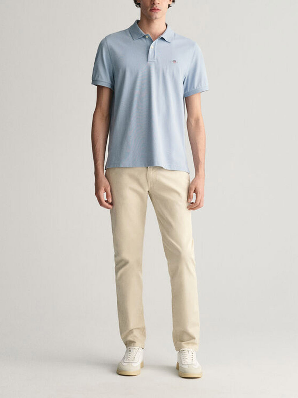 Mens Dove Blue Shield Logo Pique Polo Shirt