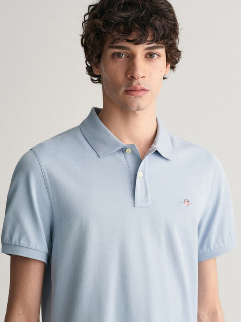Mens Dove Blue Shield Logo Pique Polo Shirt