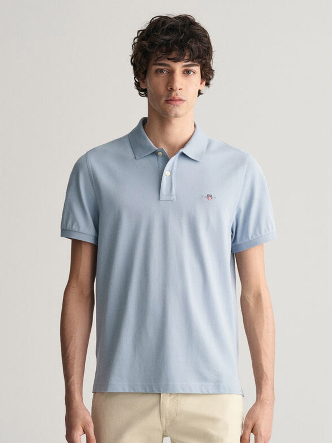 Mens Dove Blue Shield Logo Pique Polo Shirt