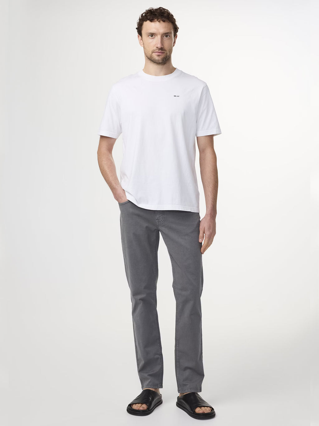 Mens White Adam Casual Logo Pima T-Shirt