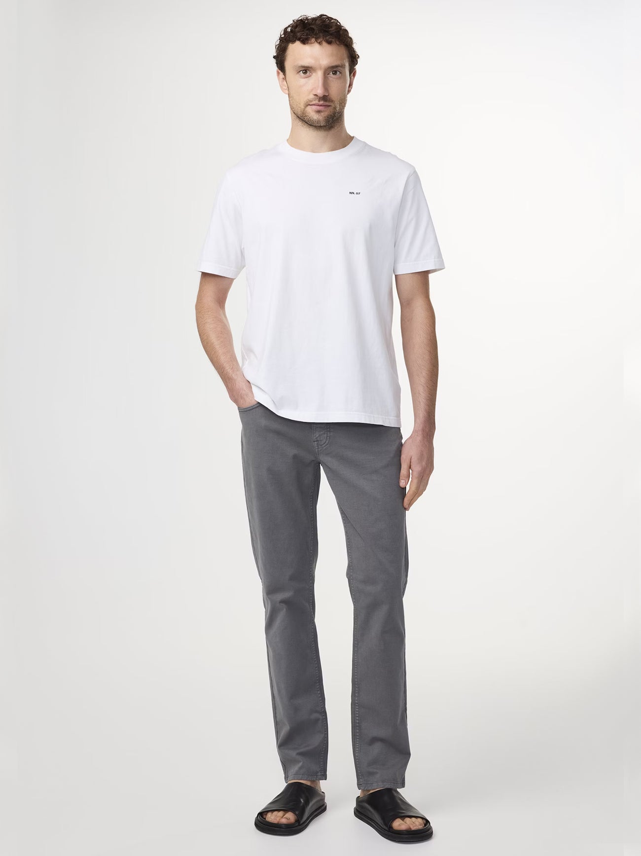 Mens White Adam Casual Logo Pima T-Shirt