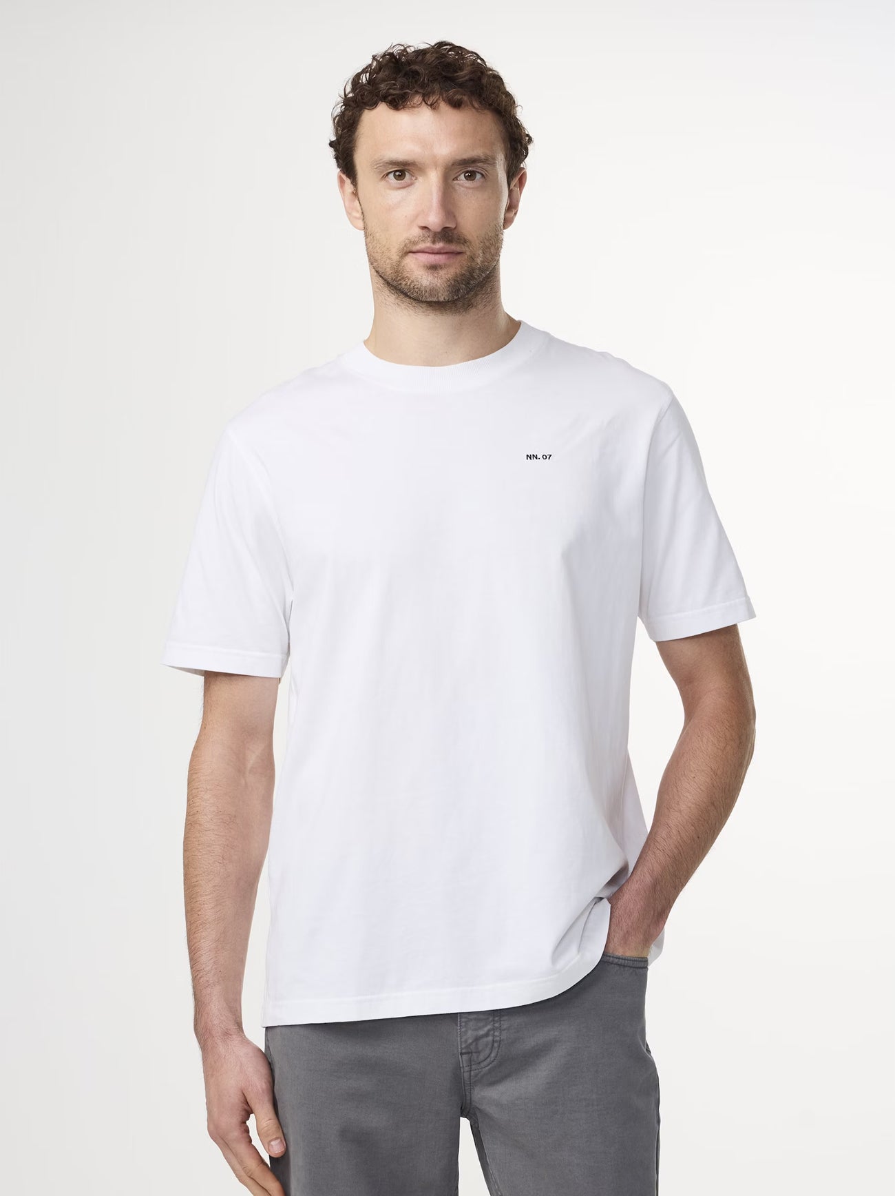 Mens White Adam Casual Logo Pima T-Shirt