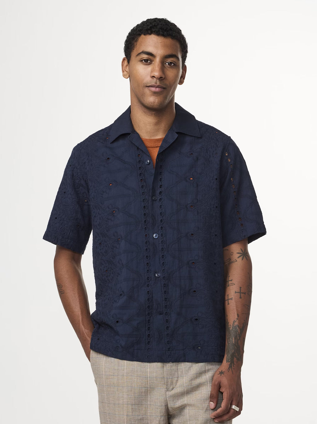 Mens Navy Blue Julio Short Sleeve Shirt