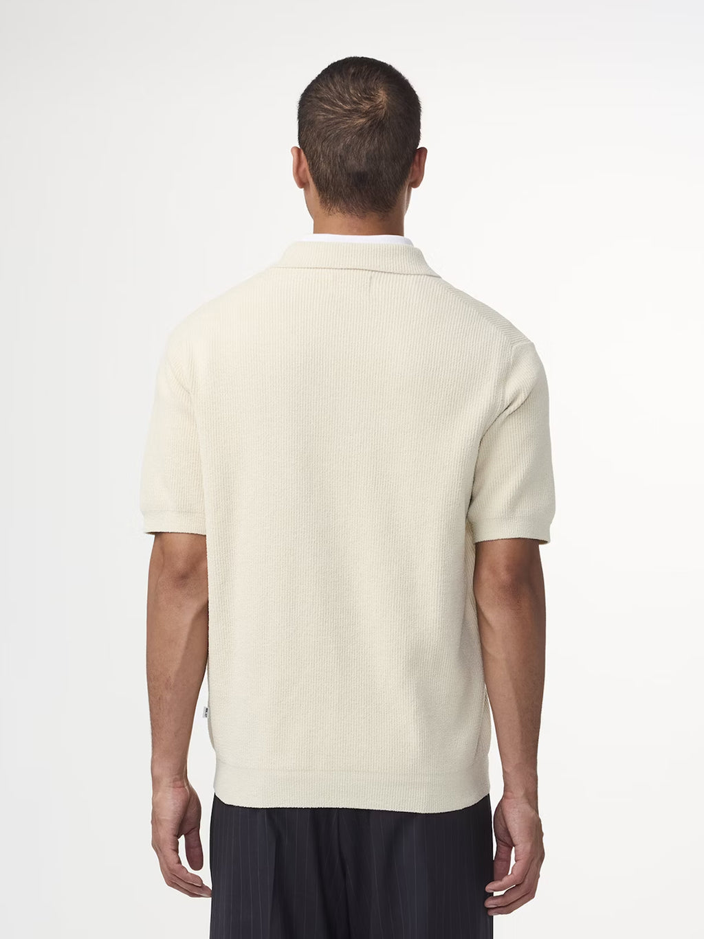 Mens Ecru Danny Zip Polo Shirt