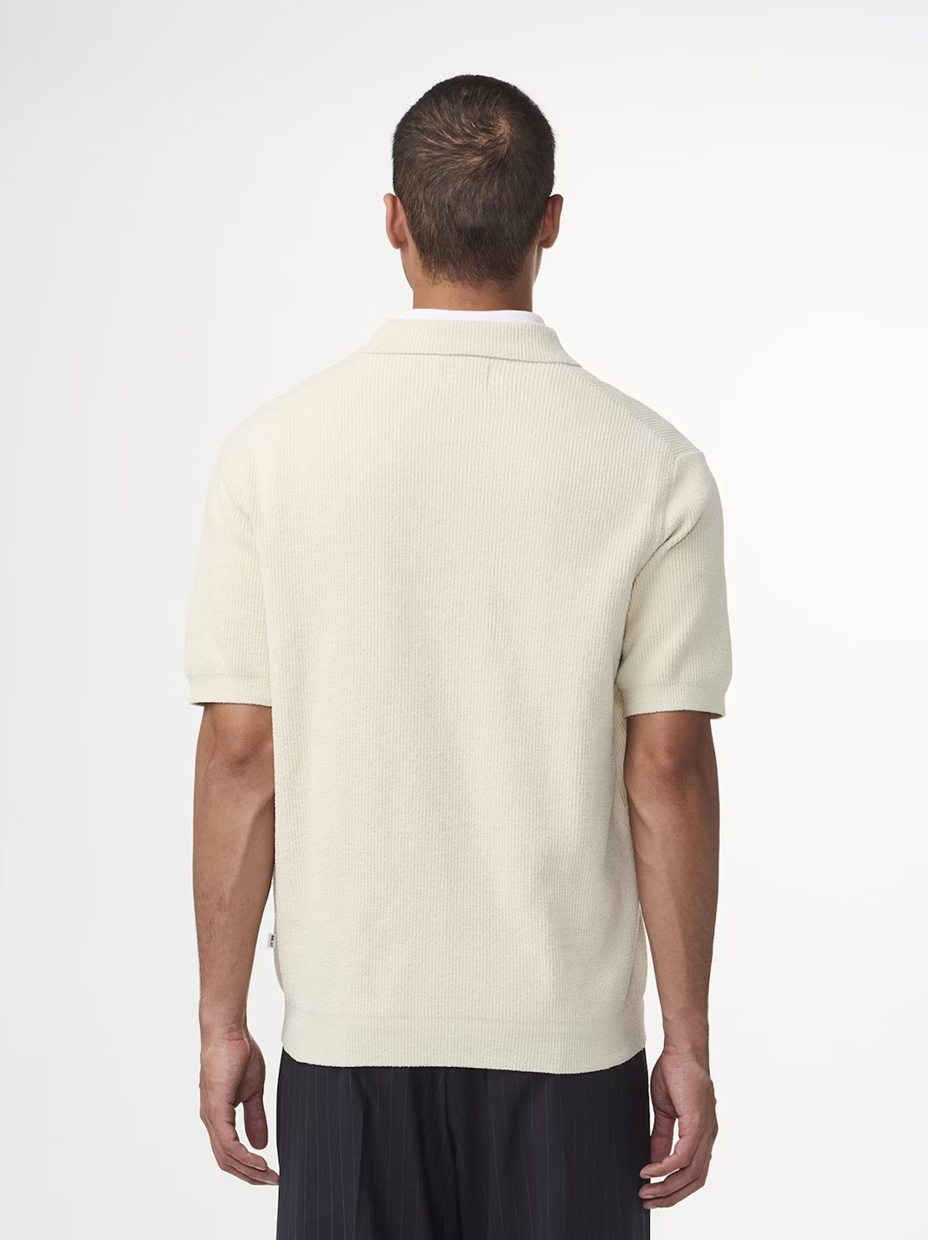 Mens Ecru Danny Zip Polo Shirt