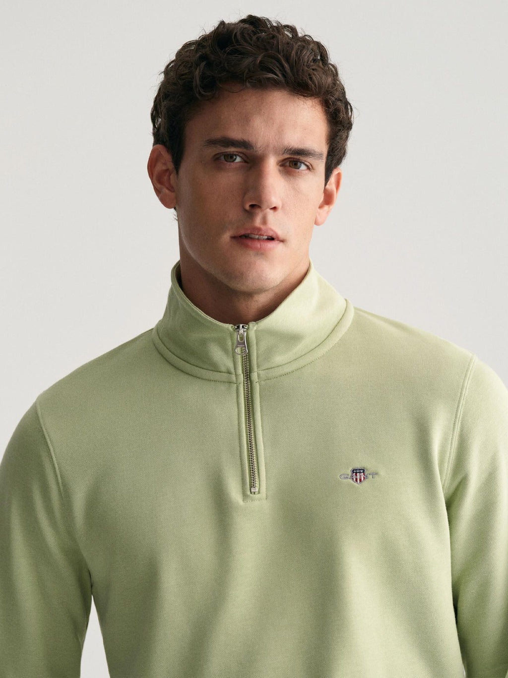 Mens Milky Matcha Shield Half Zip Sweatshirt