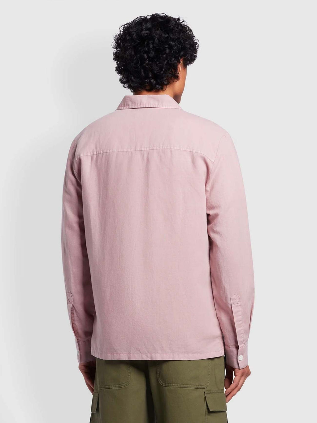 Mens Dark Pink Nelson Long Sleeve Slub Shirt