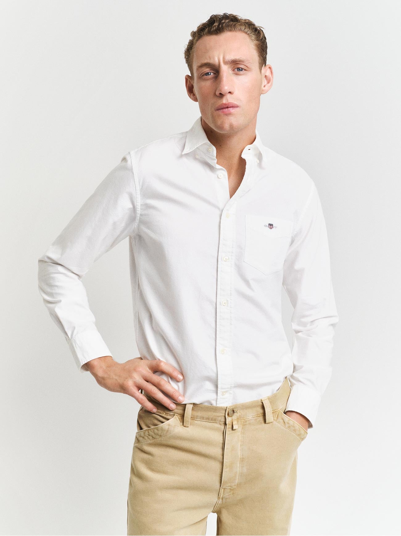 Mens White Regular Fit Classic Oxford Shirt