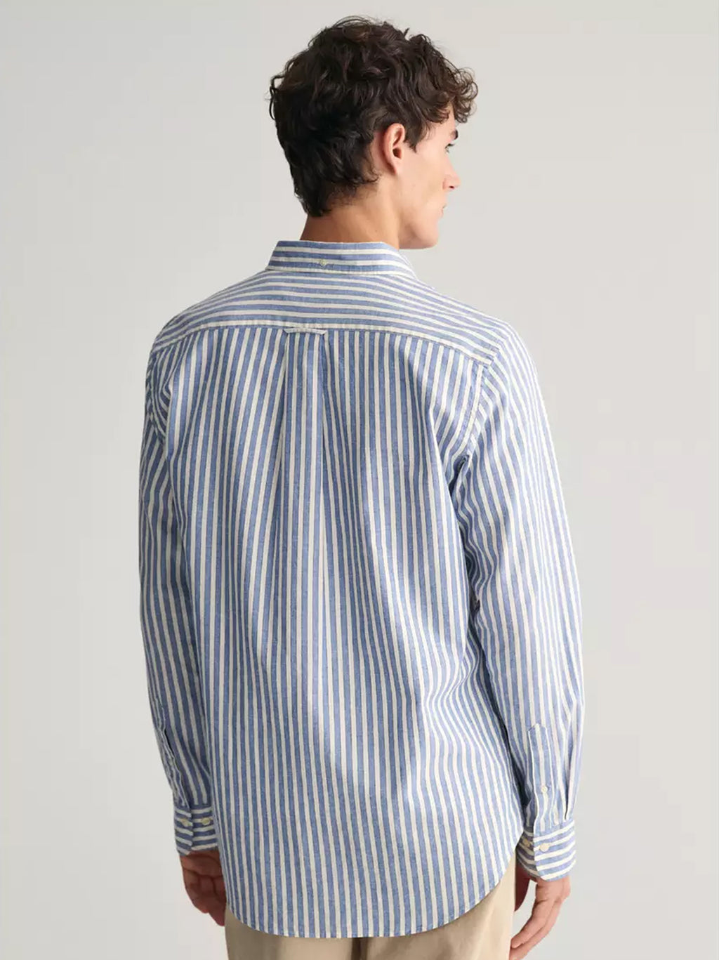 Mens Rich Blue Cotton Linen Stripe Shirt