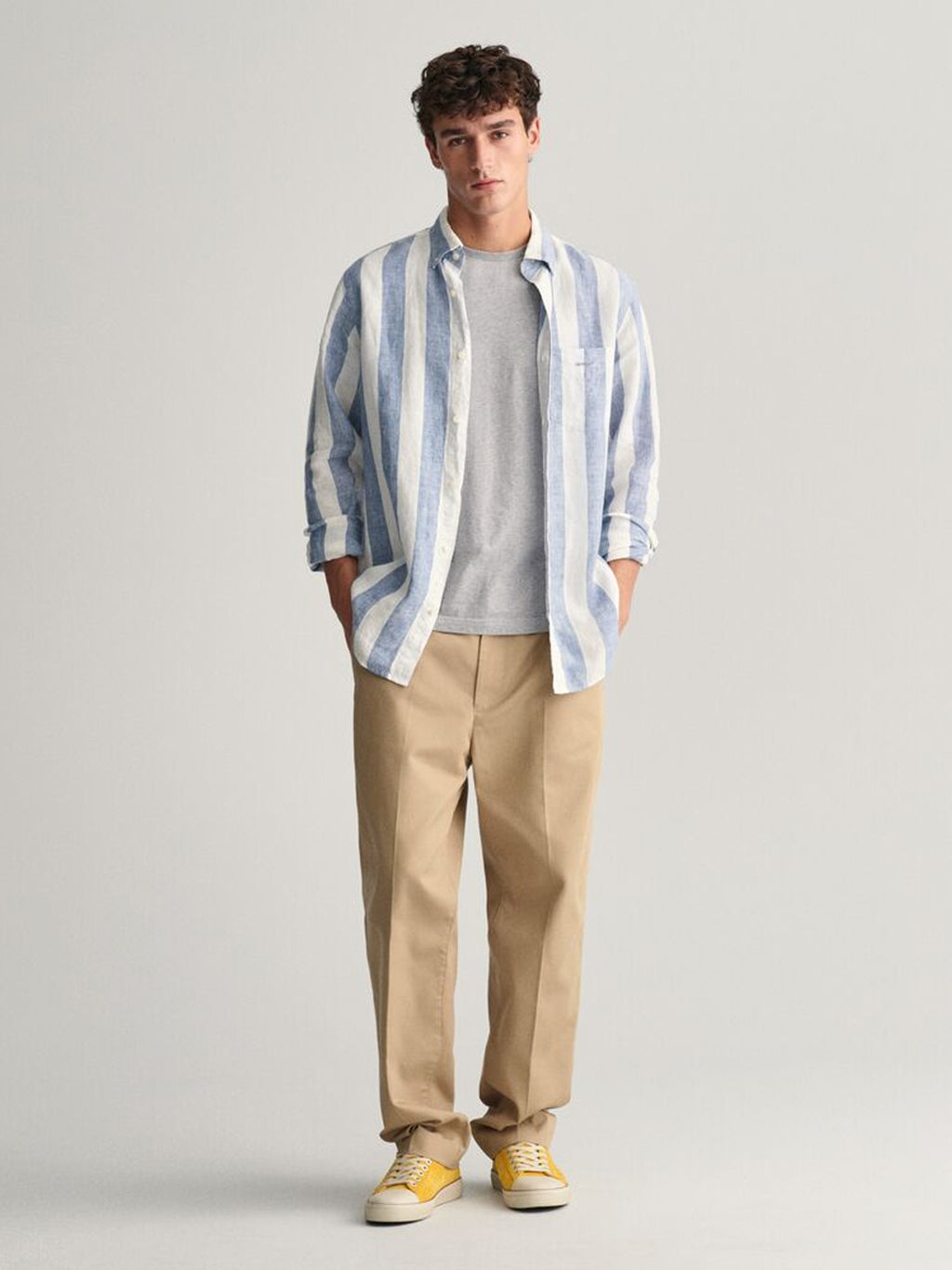 Mens Salty Sea Bold Stripe Linen Shirt