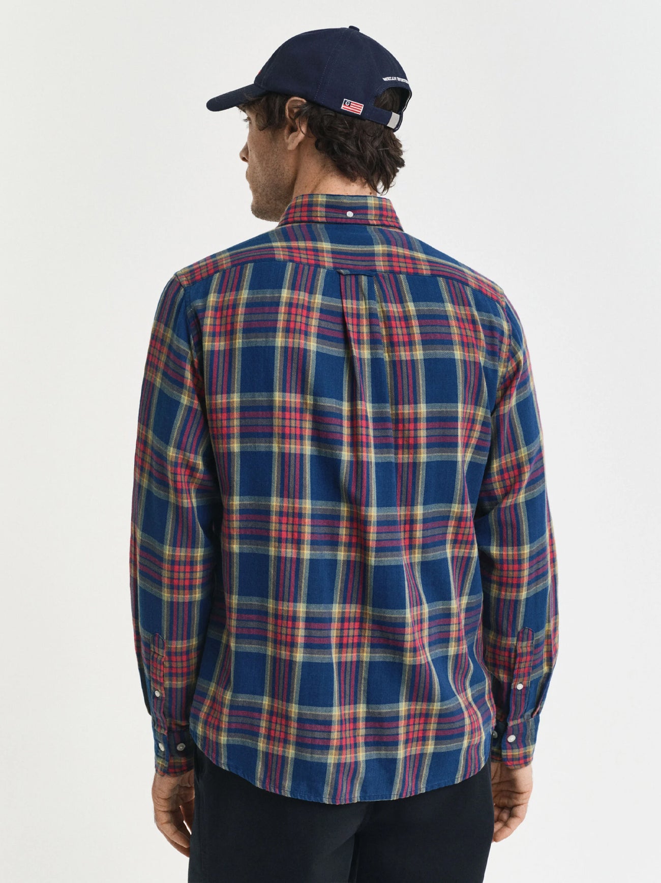 Mens Indigo Regular Fit Checked Indigo Twill Shirt