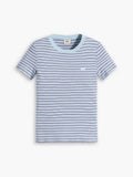 Womens Meta Stripe Airy Blue Short Sleeve Rib Baby T-Shirt