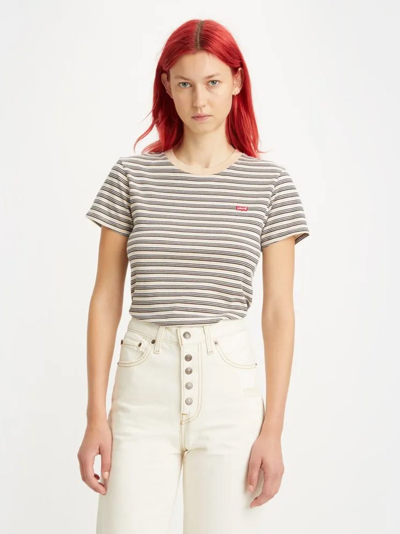Womens Multi Grunge Stripe Frappe Perfect T-Shirt