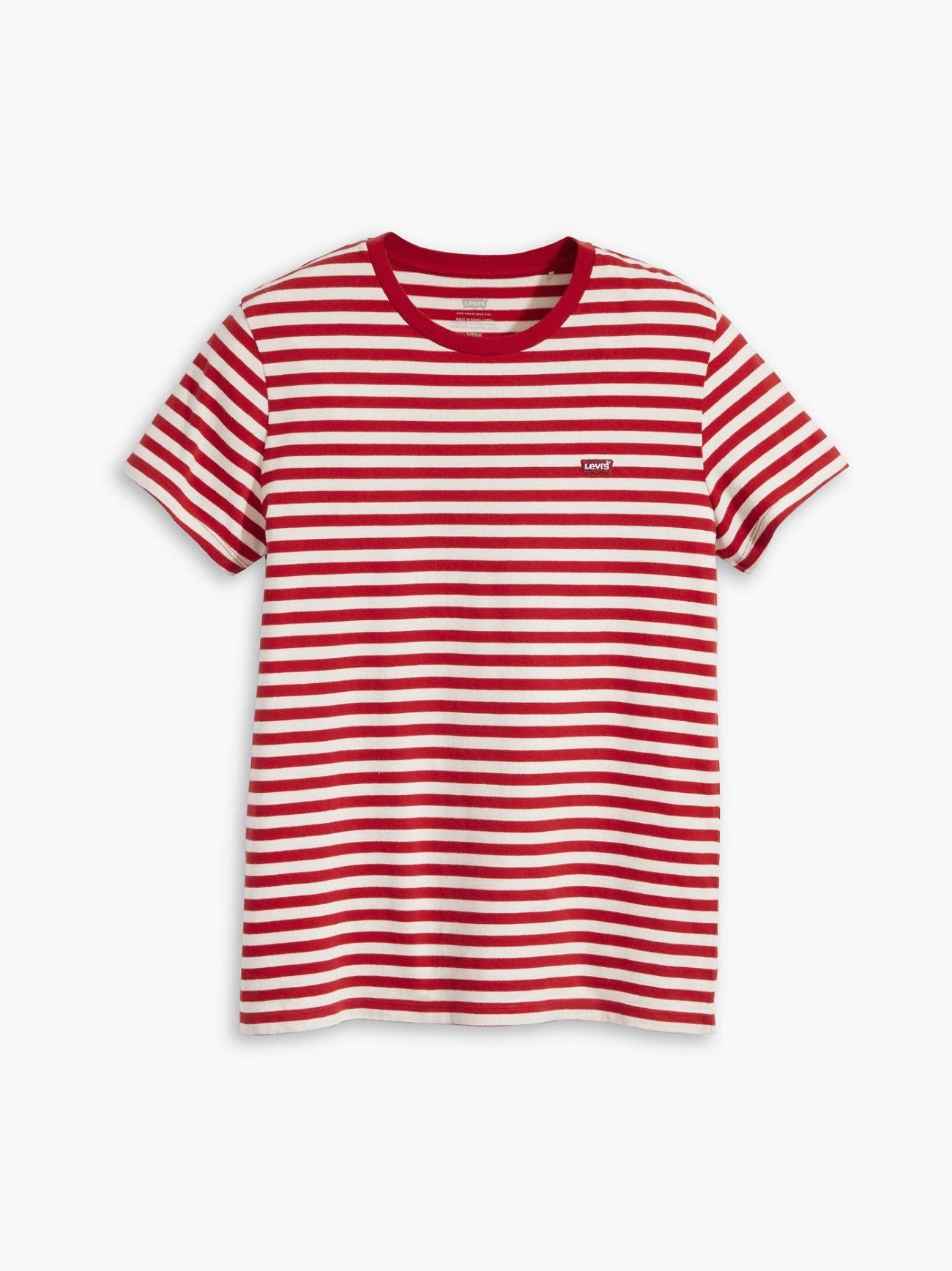 Womens Sandy Stripe Script Red Perfect T-Shirt