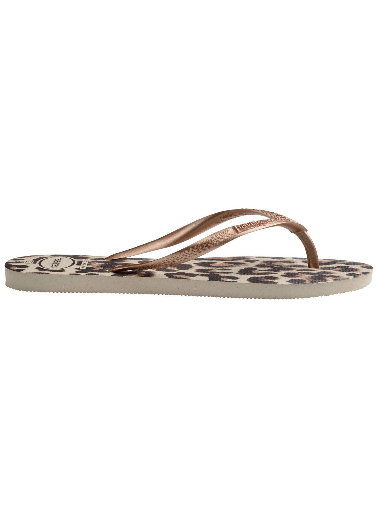 Womens Beige Animals Slim Flip Flop