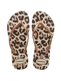 Womens Beige Animals Slim Flip Flop