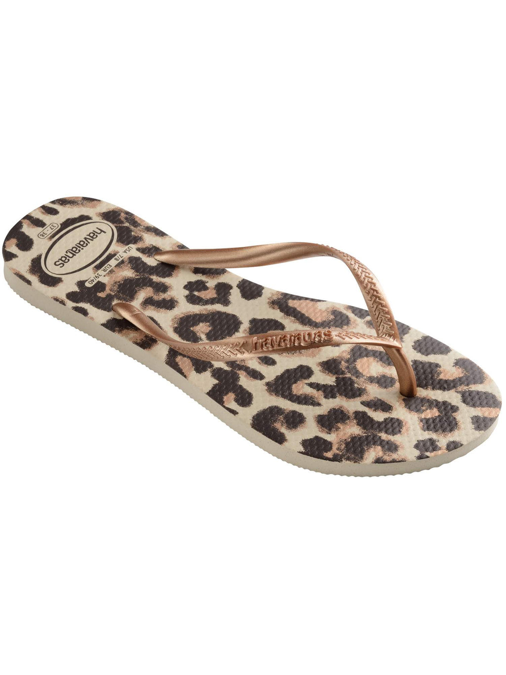 Womens Beige Animals Slim Flip Flop
