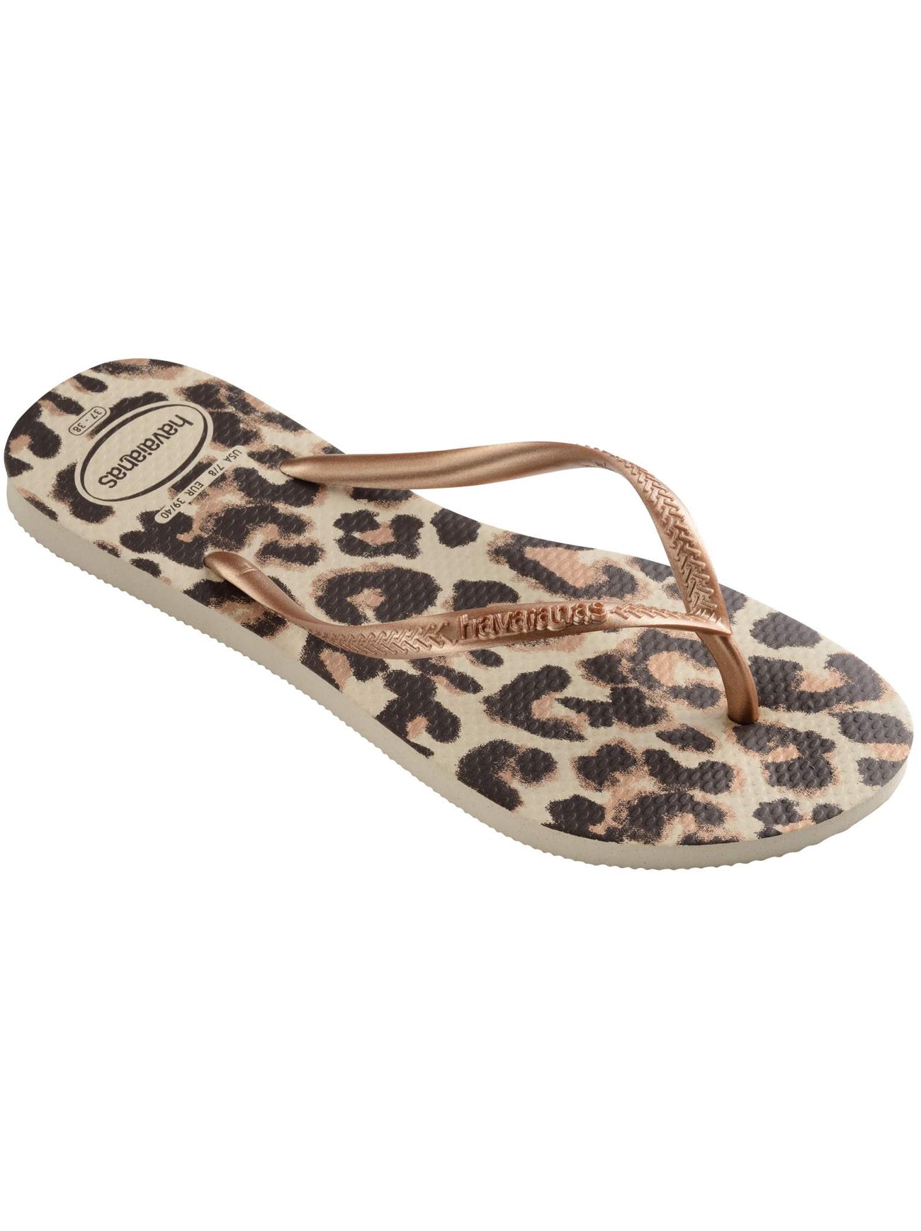 Womens Beige Animals Slim Flip Flop