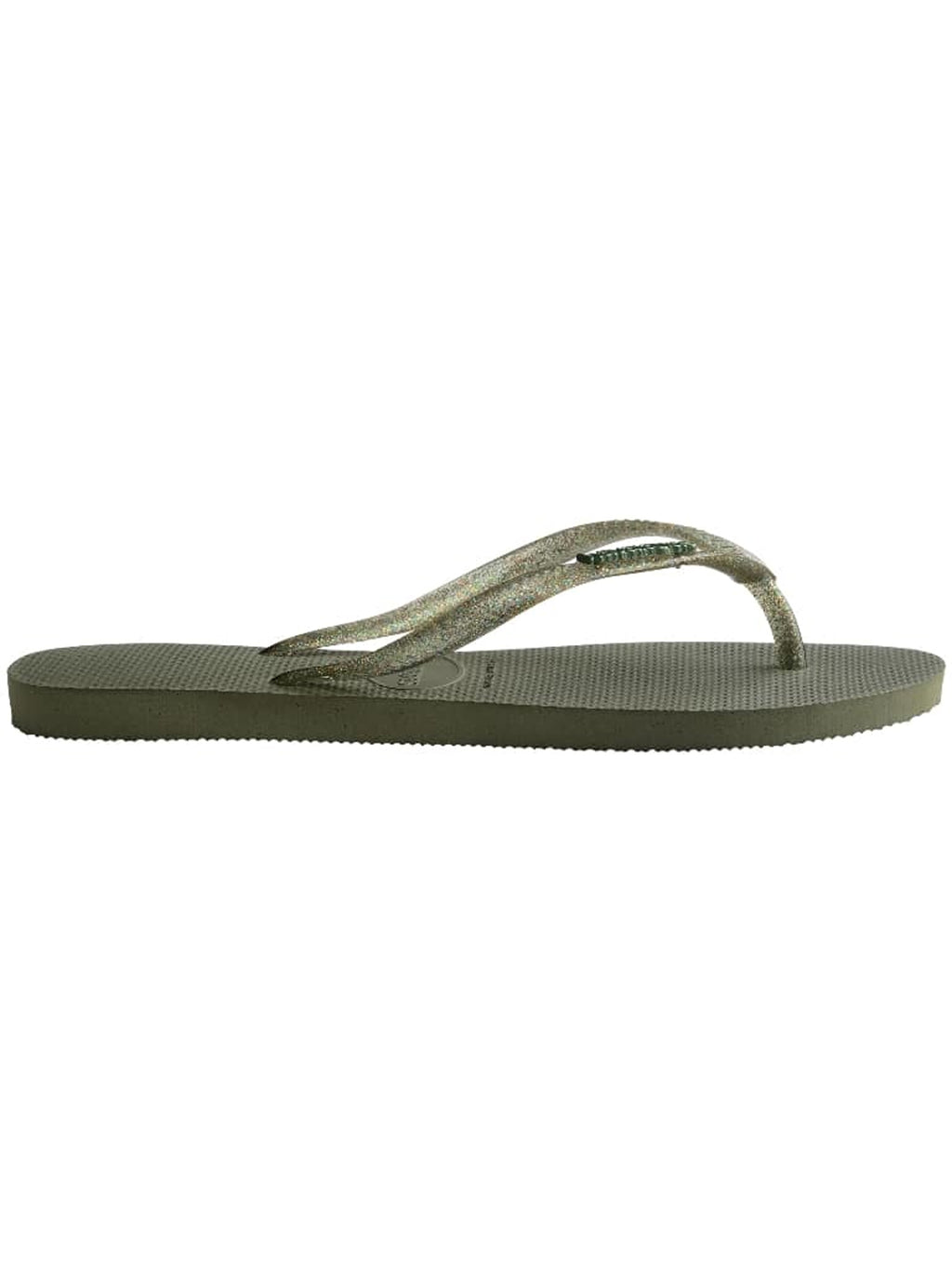Womens Metallic Green Slim Logo Flip Flop