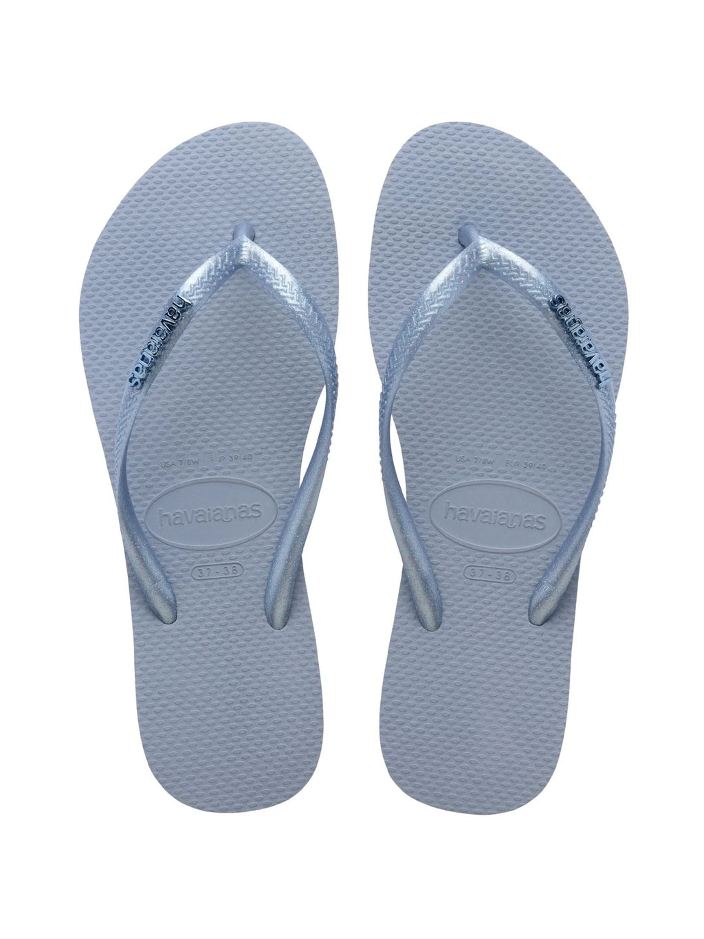 Unisex Metallic Blue Slim Logo Flip Flop