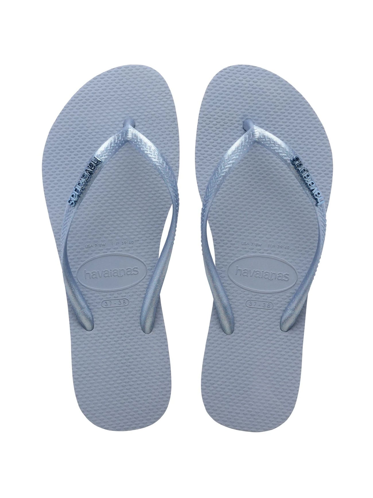 Unisex Metallic Blue Slim Logo Flip Flop