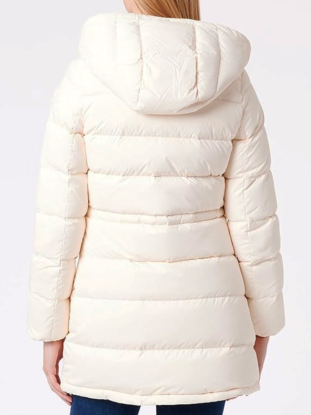 Womens Cream Long Down Jacket