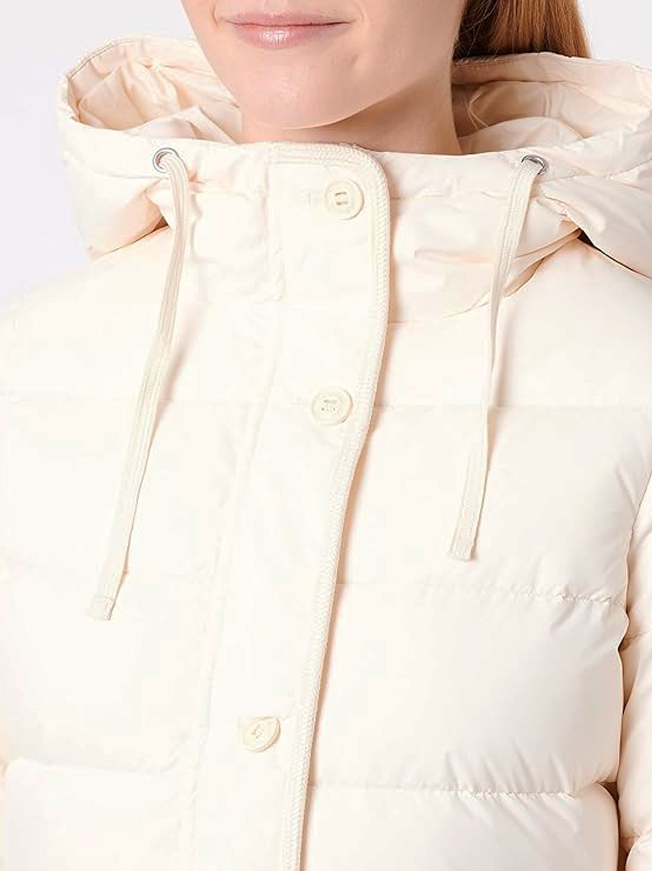 Womens Cream Long Down Jacket