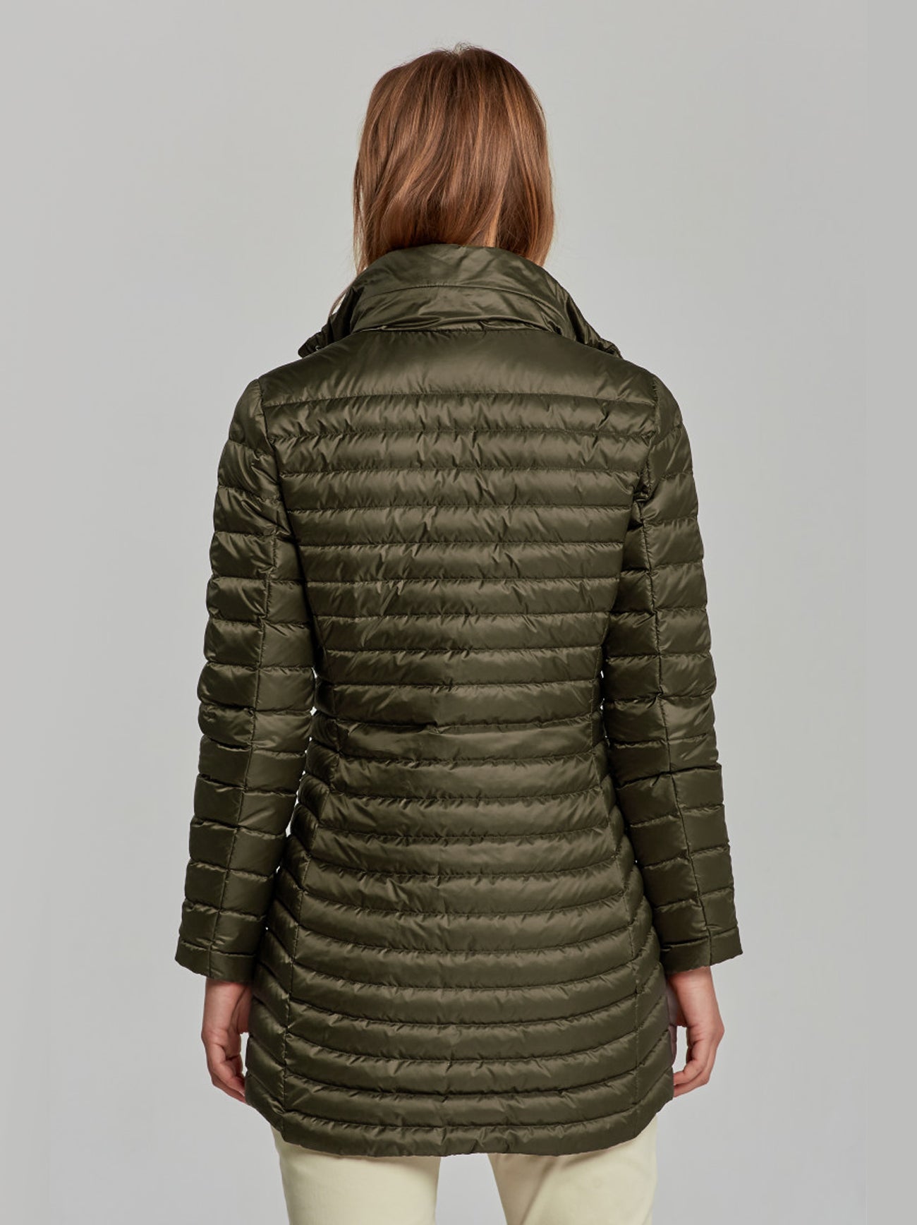 Womens Juniper Green Light Down Coat