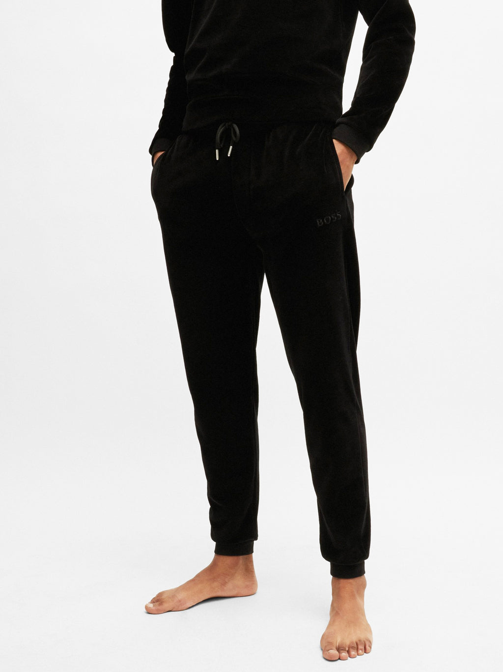 Mens Black Velour Jogger