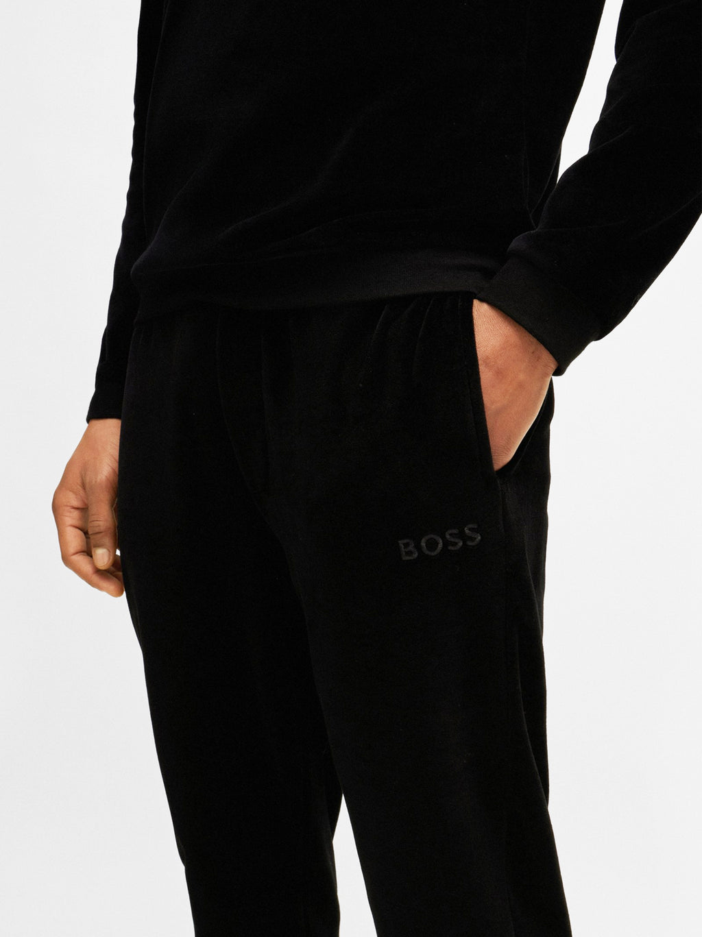 Mens Black Velour Jogger