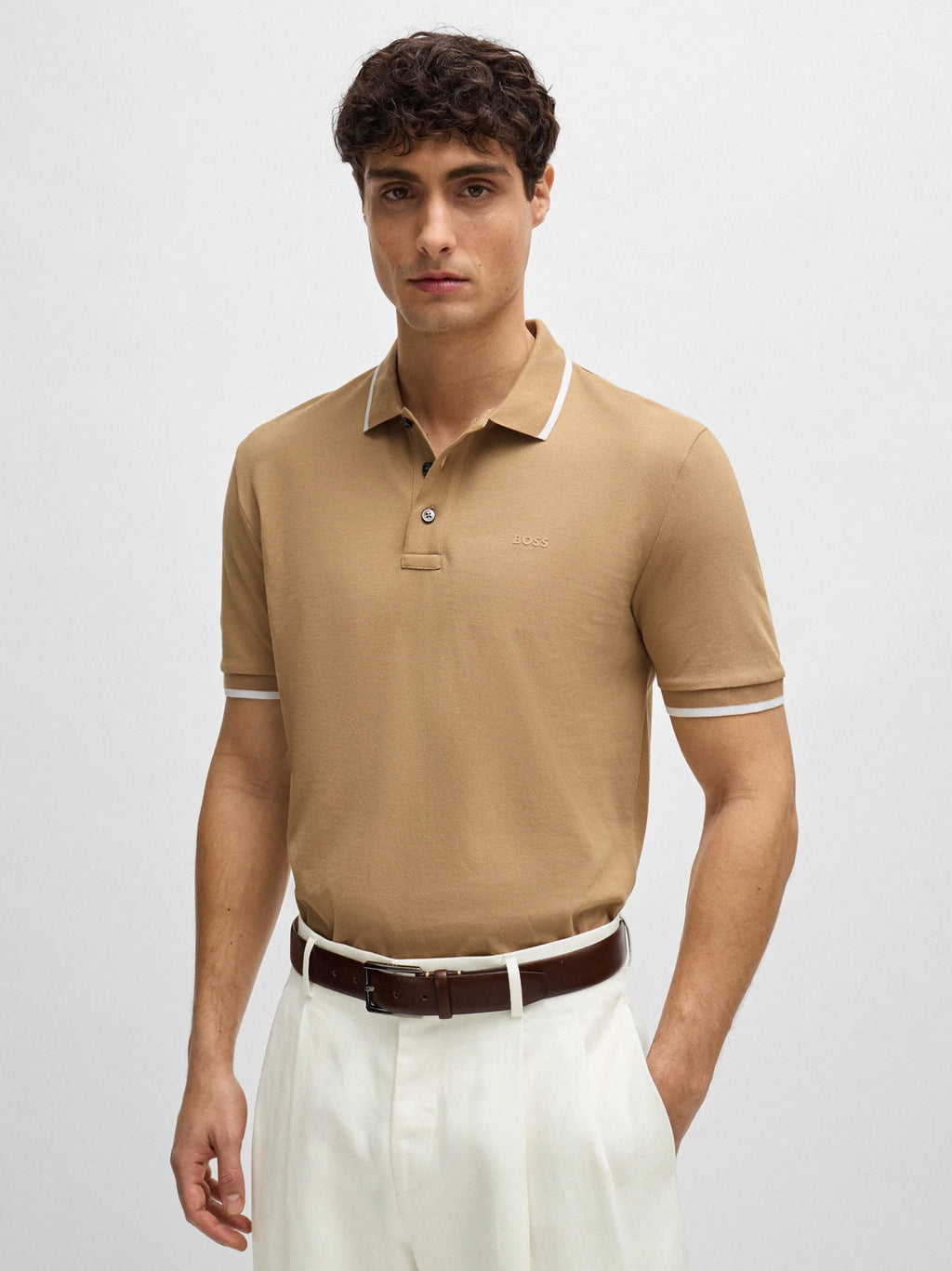 Mens Medium Beige Parlay 190 Polo Shirt