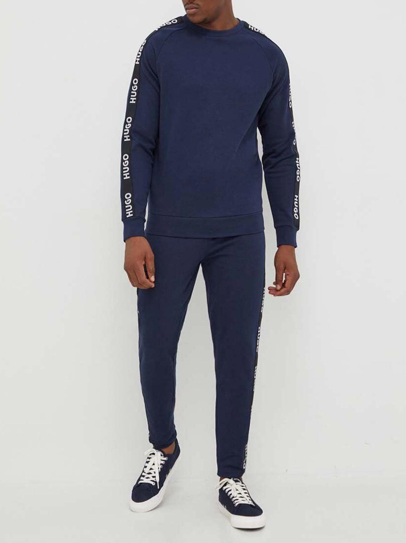 Mens Dark Blue Sporty Logo Tape Jogger