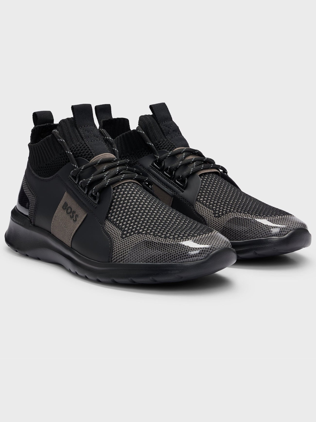 Mens Black Extreme Knit & Suede Trainer
