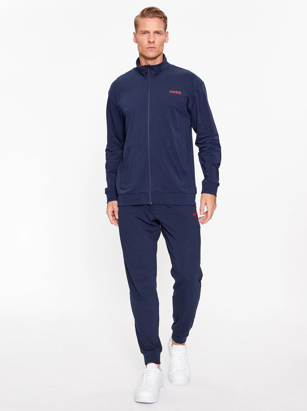 Mens Dark Blue Linked Zip Track Jacket