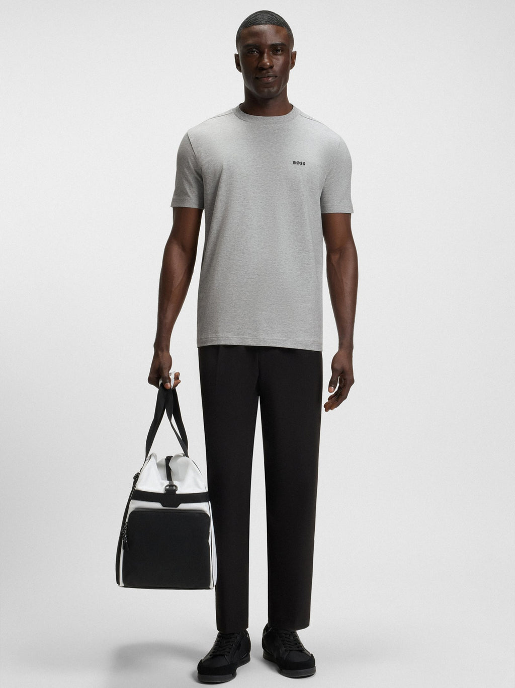 Mens Light Pastel Grey Stretch Cotton T-Shirt