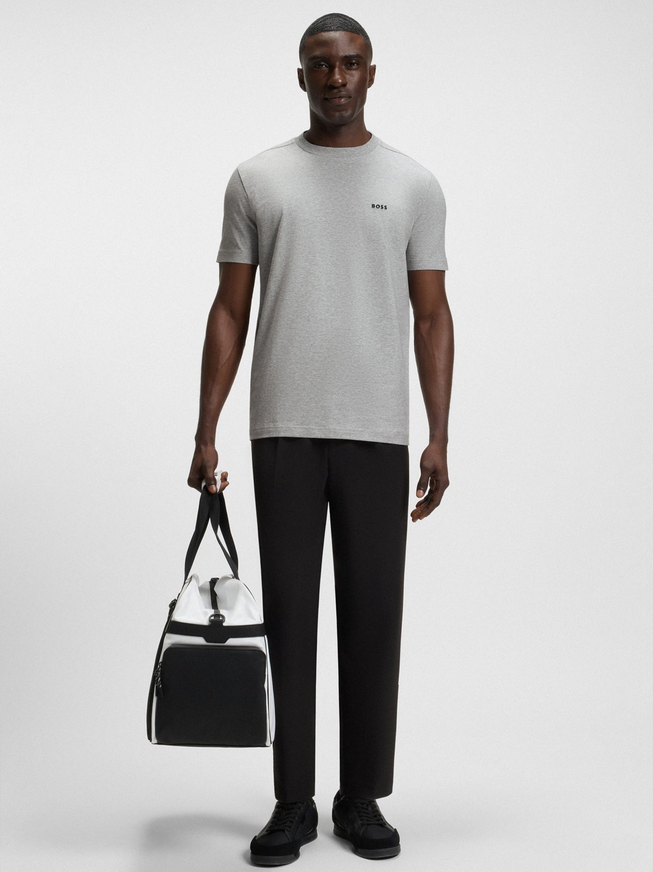 Mens Light Pastel Grey Stretch Cotton T-Shirt
