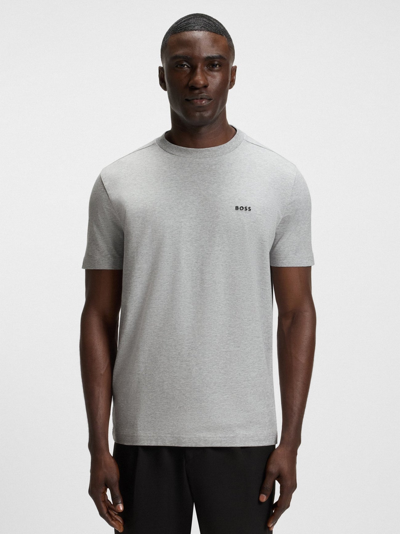 Mens Light Pastel Grey Stretch Cotton T-Shirt